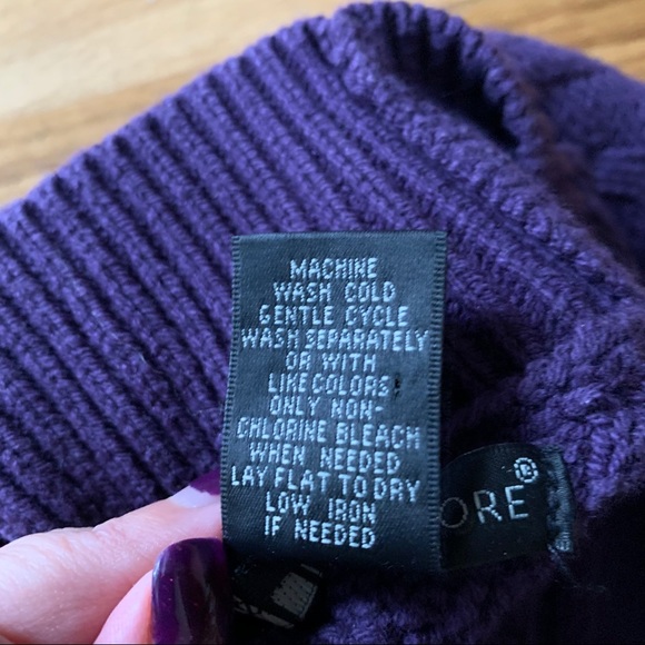 Purple Mock Neck Cable Knit Sweater - Medium - Picture 9 of 10